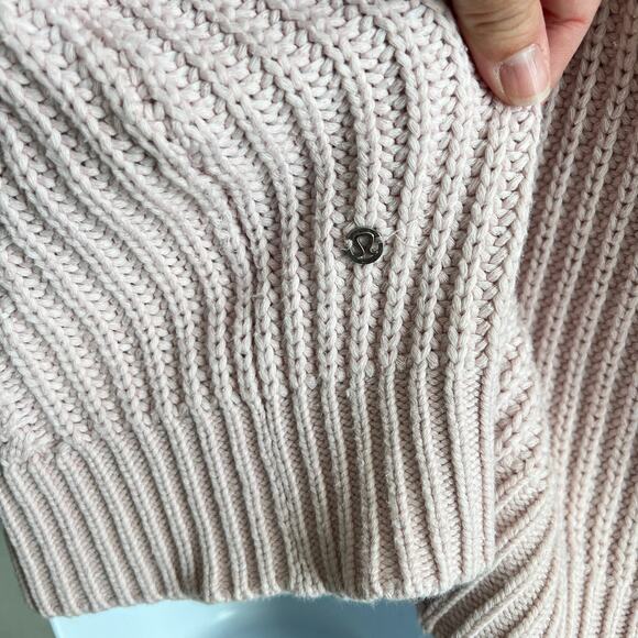 Lululemon Bring the Cozy Turtleneck Cable Knit Sweater Women's 4 Pink Oversized - Picture 5 of 6